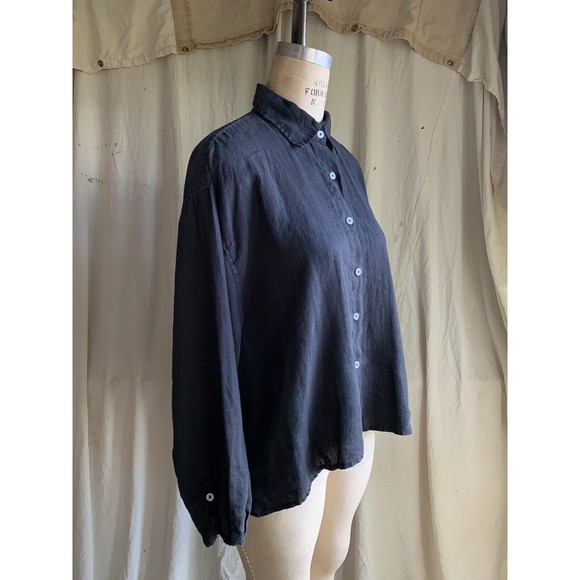 Deiji Studios Black Linen Button Down Size S/M - Picture 2 of 6